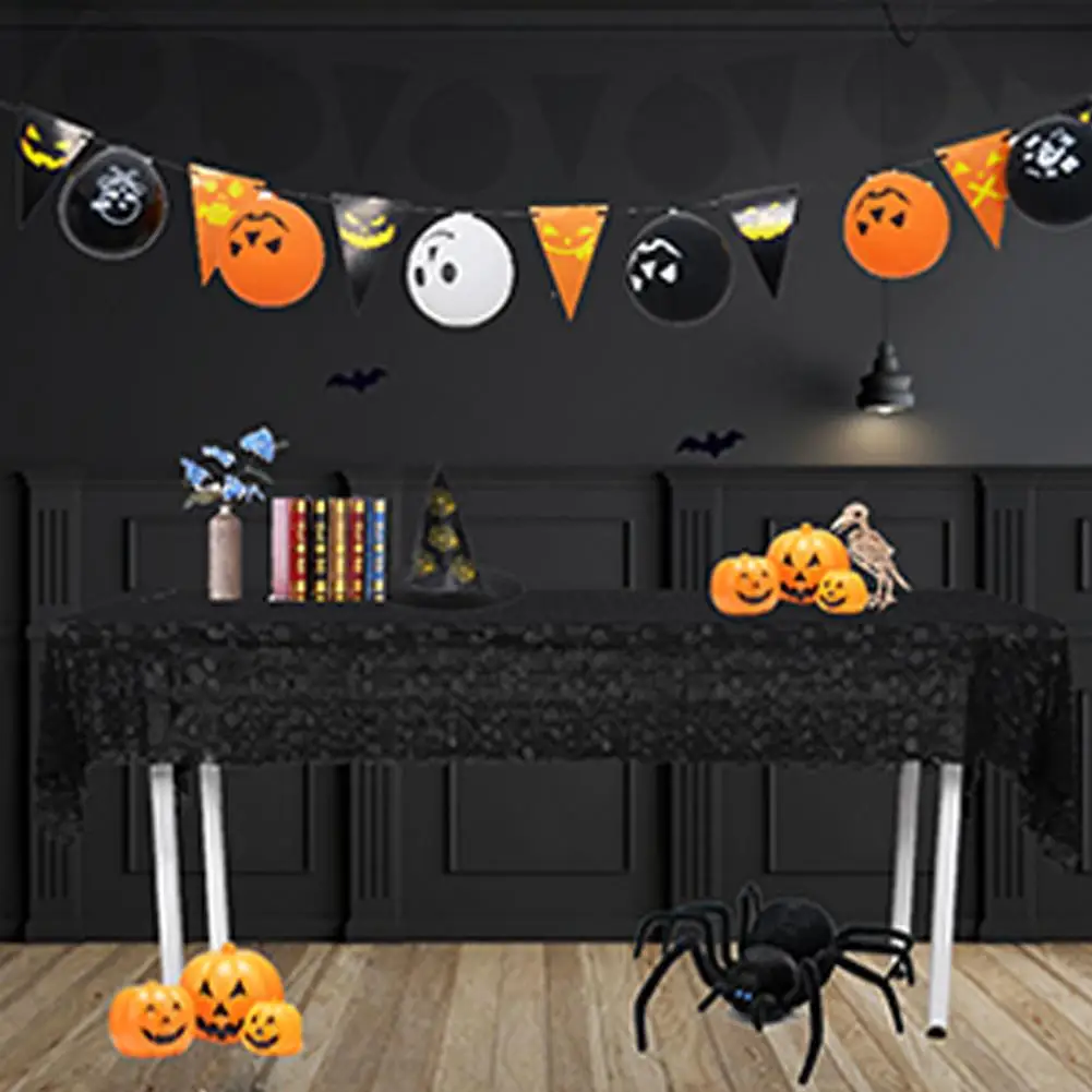 Черный кружевной стол с черепами в виде паутины 1 шт. тканевый чехол для стола на