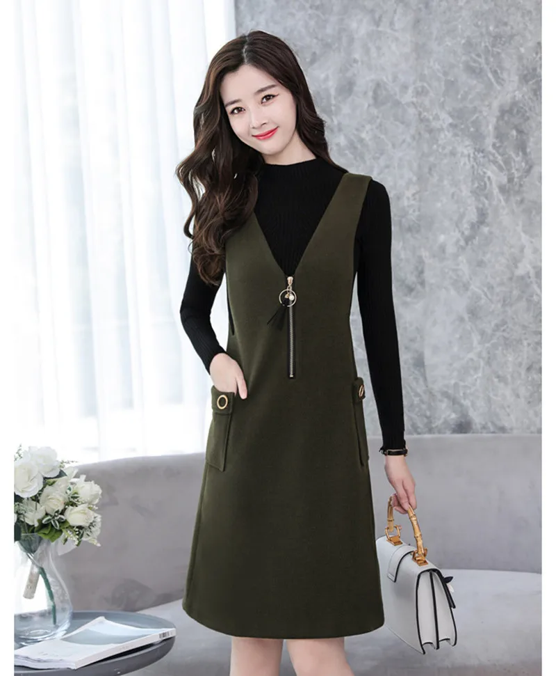 Женское шерстяное платье элегантное облегающее платье-трапеция с жилетом