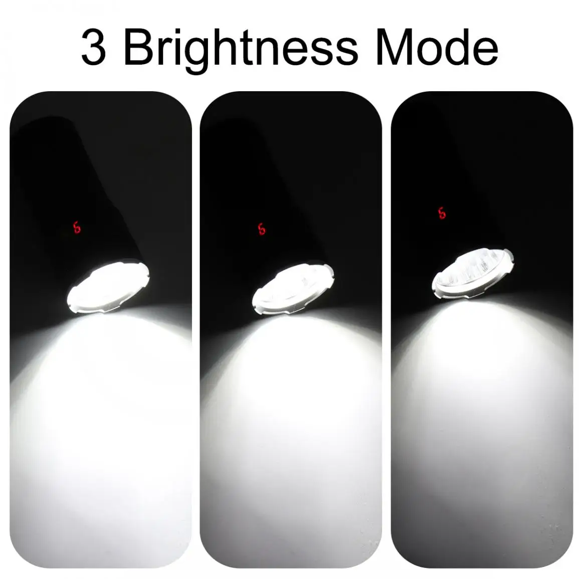 

Power Display 12 x T6 LED 8000 Lumens Waterproof IP65 Aluminium Alloy Flashlight with 4 Modes Light and DC USB Cable