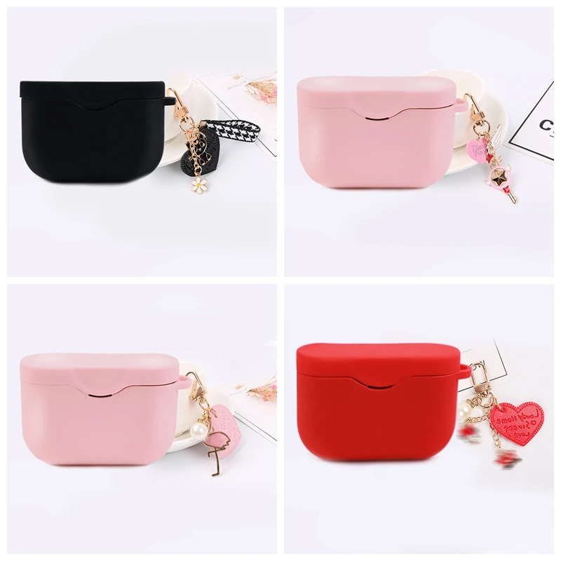 

For Sony WF-1000XM3 Case Cute Canvas Love Heart Cartoon Keychain Earphone Cover For Sony WF1000XM3Cover Non-slip Soft Case