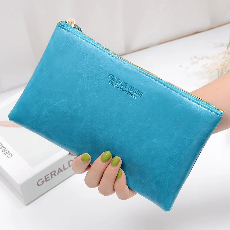 Однотонные кошельки для мужчин и женщин сумка из искусственной кожи на молнии