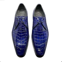 chue new men dress shoes men derby shoes men crocodile leather shoes for men male crocodile shoes blue shoes crocodile belly