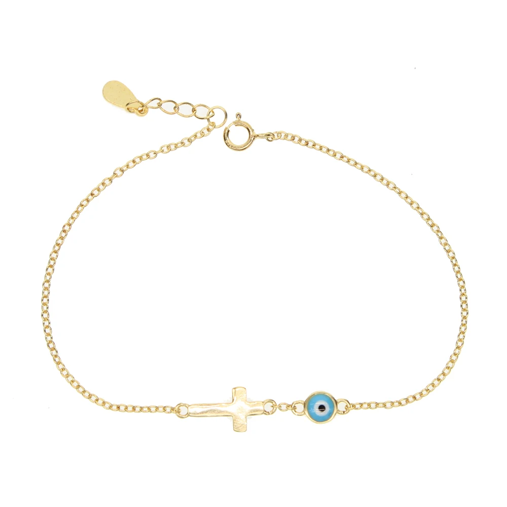 Новый дизайн роскошная девушка CZ кулон в виде креста глаз Шарм браслет 925