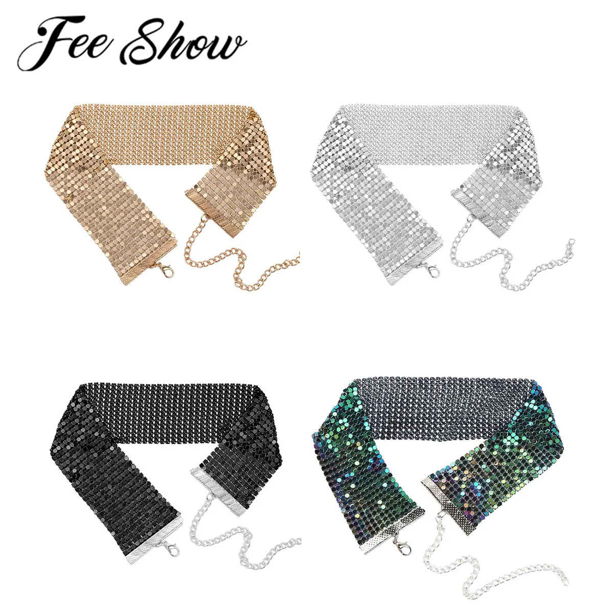 Блестящее блестящее ожерелье чокер для женщин и девочек в стиле стимпанк