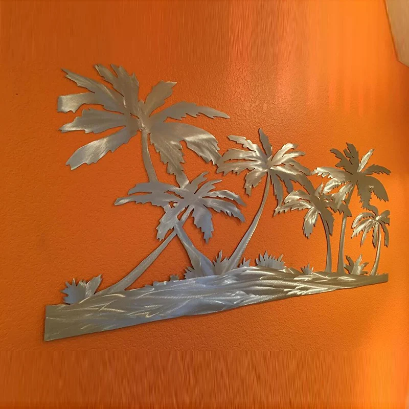

Пальмовые деревья на пляже, металлическая Настенная картина, настенное украшение, украшение для дома, настенное украшение