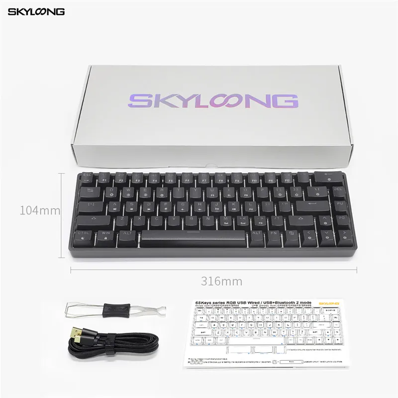   Skyloong GK68S, 68 , Bluetooth,  , Gateron, ,  ,    MAC/Win/PC