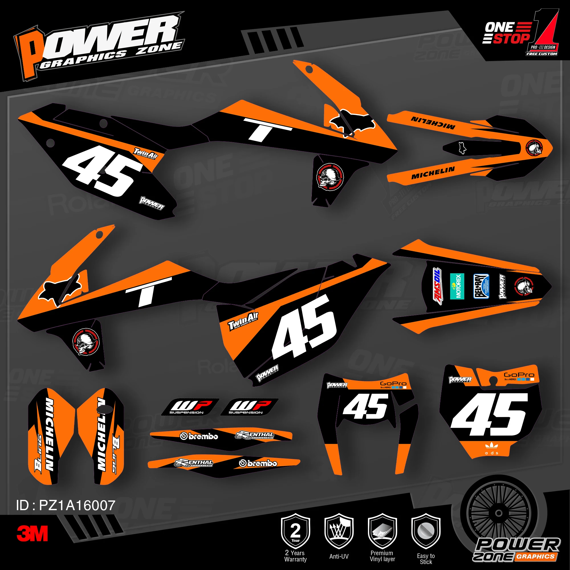 Персонализированные графические фоны PowerZone Team наклейки 3M Набор наклеек для KTM SX SXF