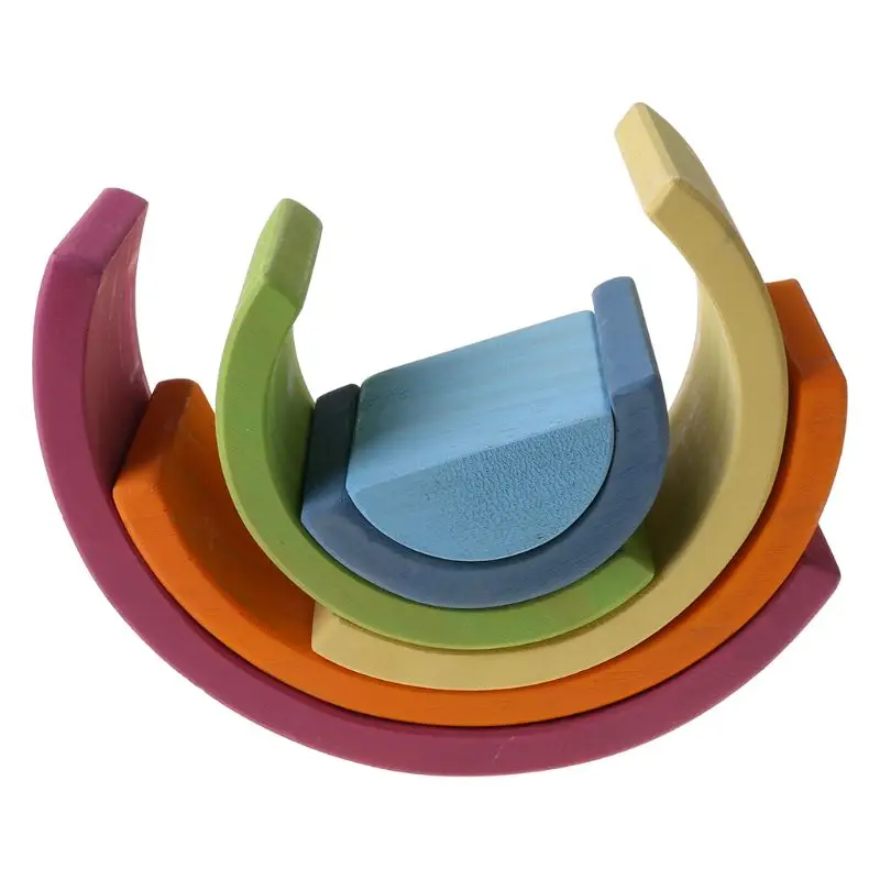 

6pack Extra Large Rainbow Tunnel Stacker Pikler Triangle Toy Wooden Toys for kid 203E