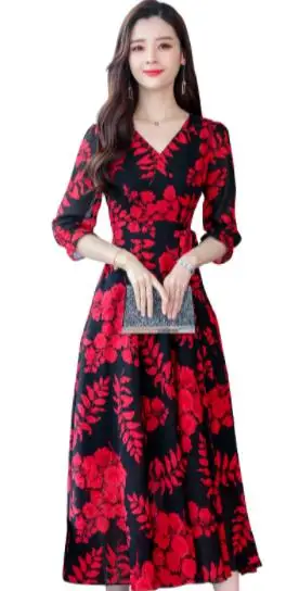 Высокое качество плюс размер весна 2020 новая мода сборная Талия 3/4 рукав женское