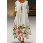 Женское свободное платье с длинным рукавом, длинное пляжное платье с квадратным вырезом и 3D-принтом для отпуска вечерние богемном стиле