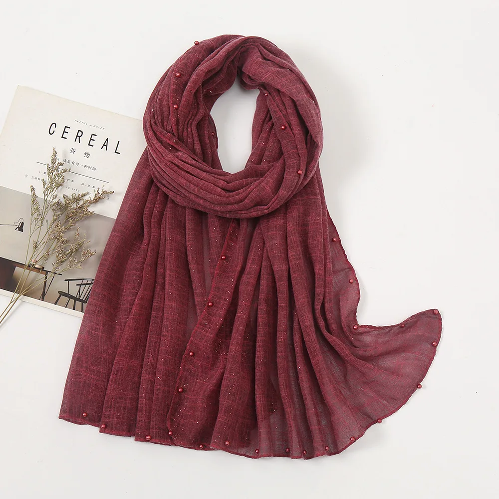 Простые блестящие бусины из люрекса цепочка вискозный шарф женские