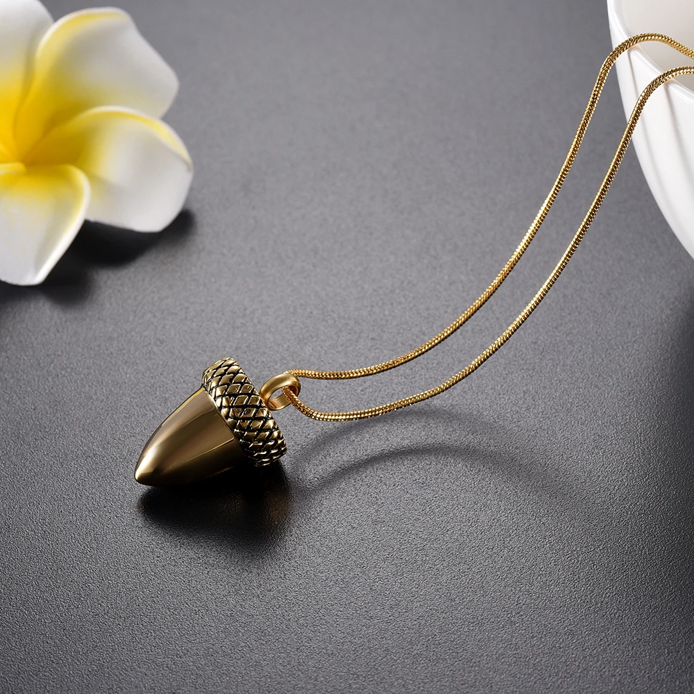 

IJD9933 Pine Shape Cremation Necklace for Ashes Stainless Capsule Pendant Necklace Memorial Urn Keepsake Jewelry