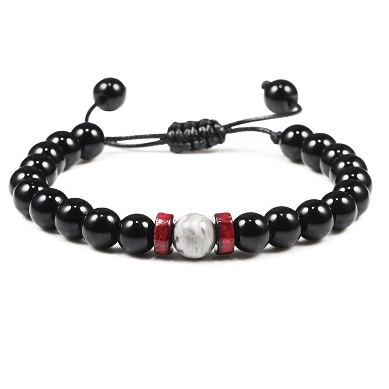 Плетеный браслет ручной работы из черного натурального камня браслеты Будды