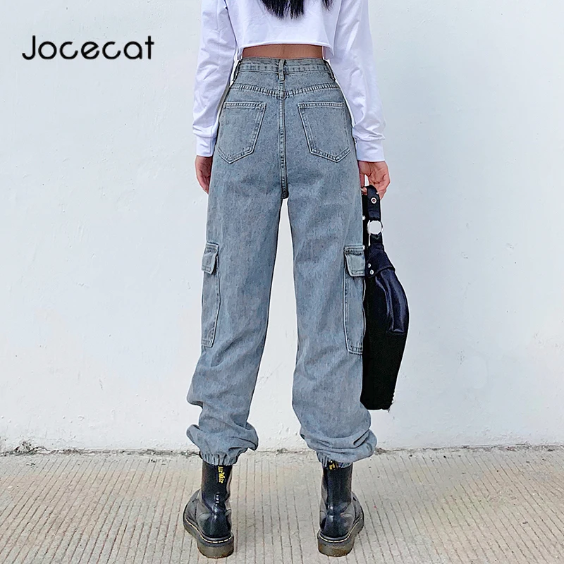 

Женские брюки-карго Jocecat, уличные брюки-карго в консервативном стиле, с большими карманами, мешковатые, 90s, уличные джинсы, повседневные джин...