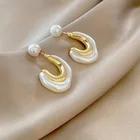 Женские серьги-кольца с жемчугом, необычные серьги неправильной формы в Корейском стиле, аксессуар для вечеринки в готическом стиле, 2021