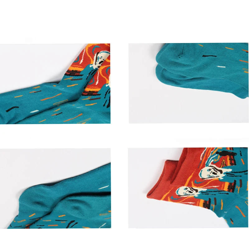 3d viscose funny socks meia sokken calcetines mujer skarpetki harajuku sheer vangogh algodon printed skarpety streetwear art