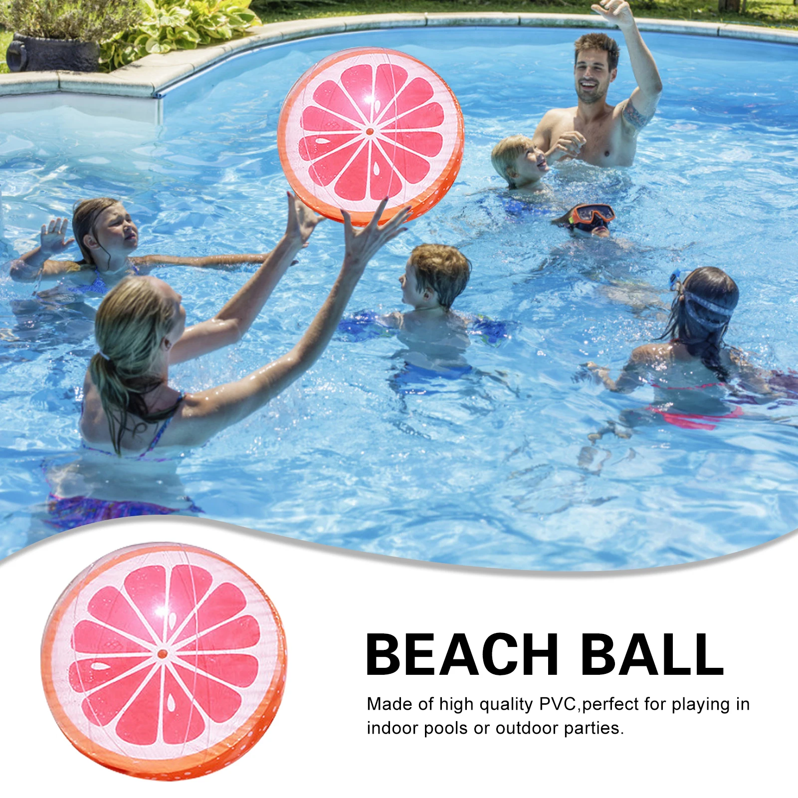 

12-дюймовый надувной 3D оранжевый пляжный мяч, летняя водная игрушка, забавная игра, пляжный мяч, игра для детей, взрослых, бассейн, вечеринка, ...