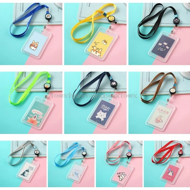 

Cartoon Plastic Bus ID Card Holder Case Badge Retractable Reel Neck Strap Lanyard O24 19 dropship