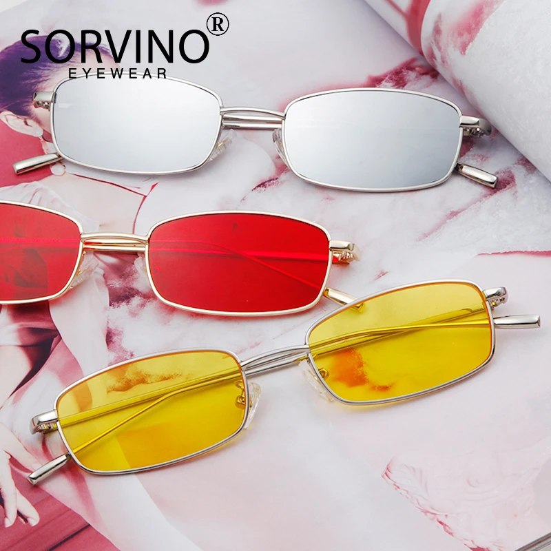 Женские и мужские солнцезащитные очки SORVINO маленькие квадратные в металлической