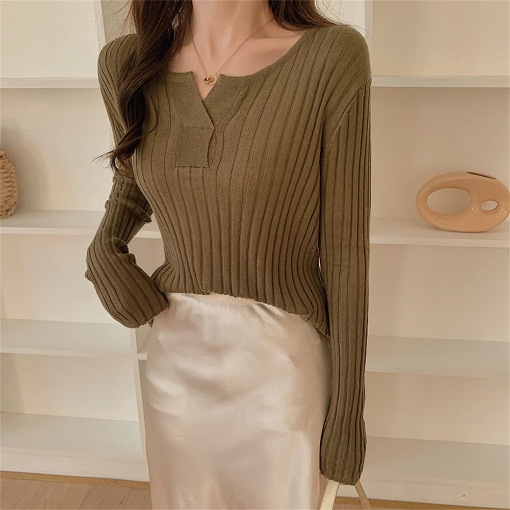 

Alien Kitty Minimalist Stylish Women Tops 2021 Hot Elegant Slim Casual Bottoming Sweaters Chic Autumn Knitted OL Sexy Pullovers