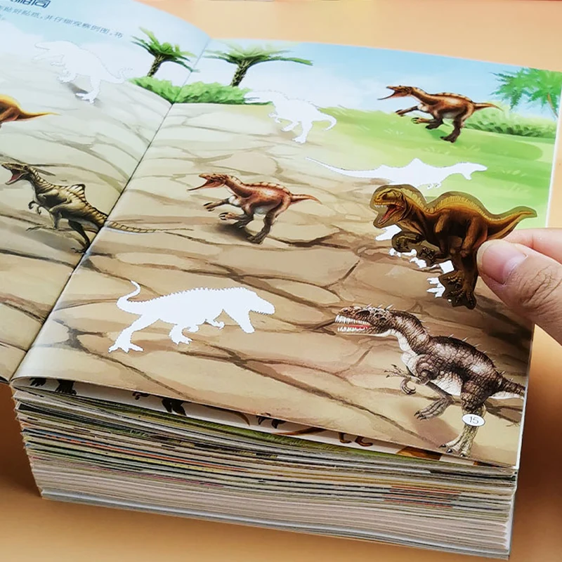 

Children DIY Cartoon Sticker Book Cute Anime Stickers Children's Concentration Training Dinosaur Sticker Book Paste Toys