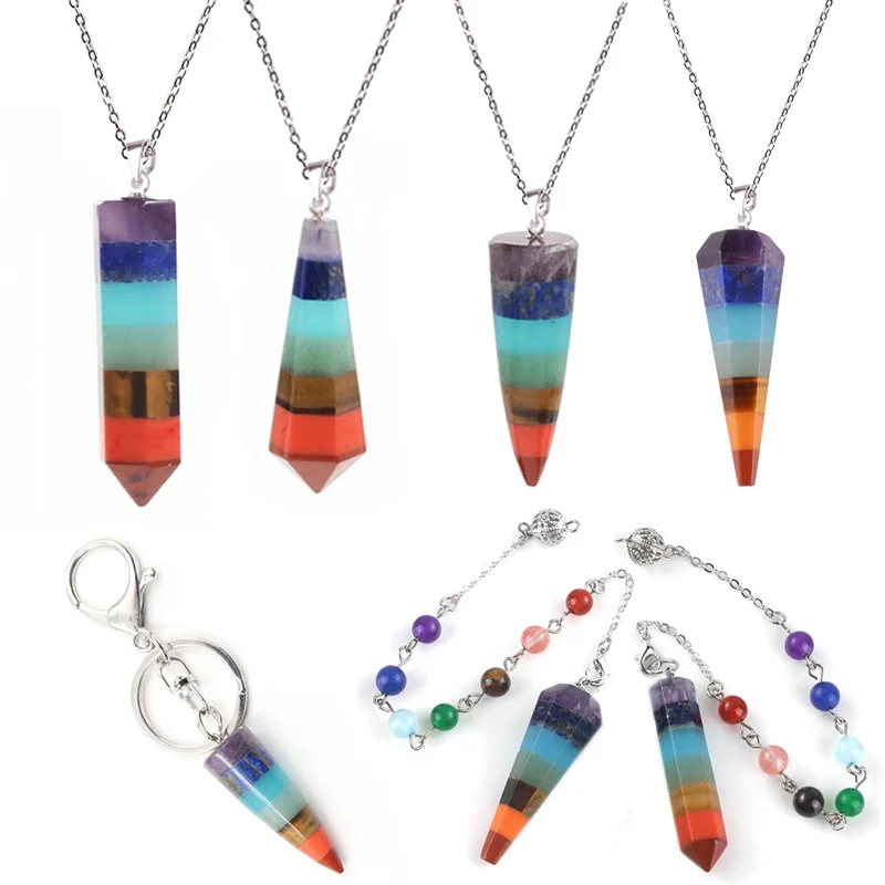 Ожерелье с натуральными камнями 7 чакр кварц маятниковая подвеска ожерелье для