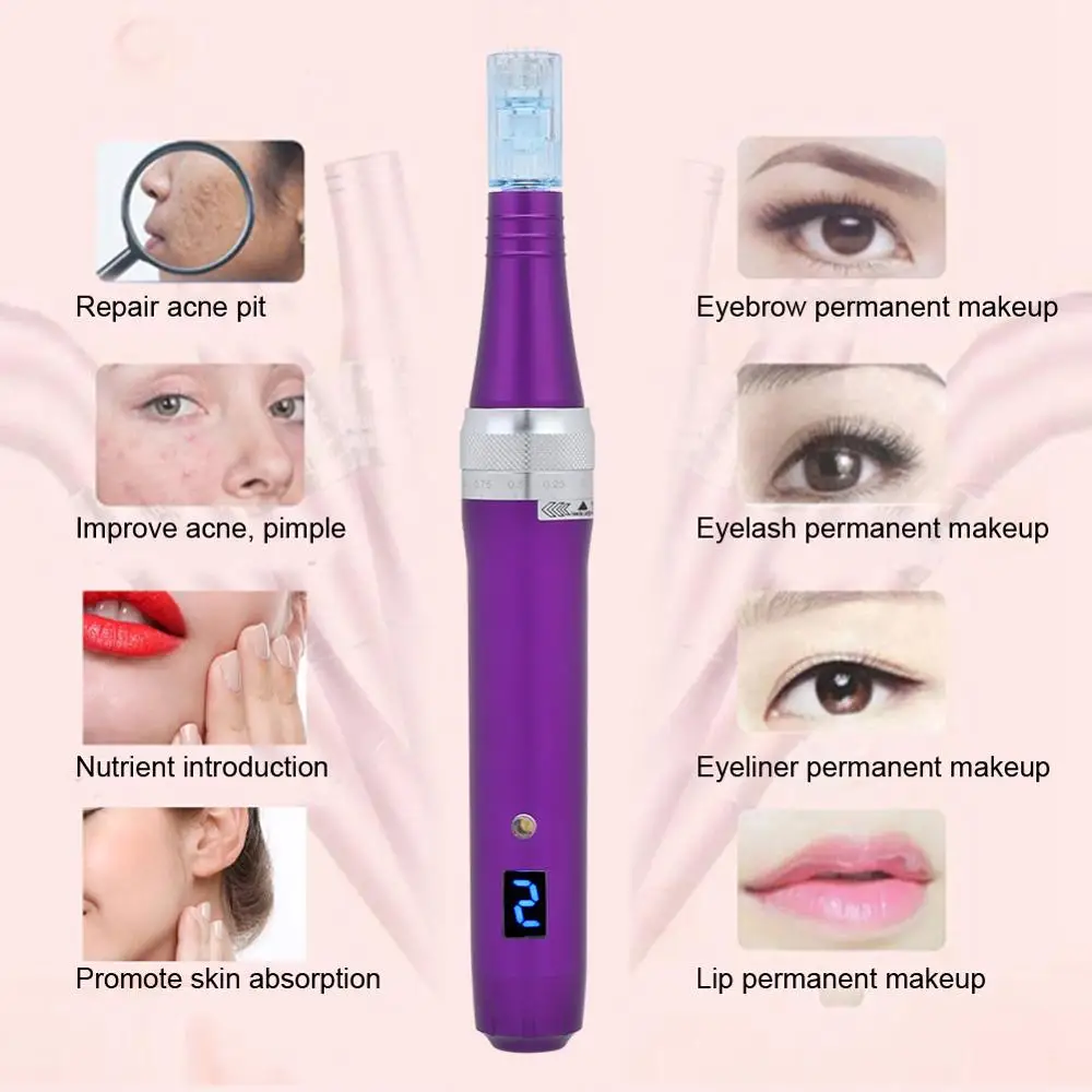 

5 Gear Wireless USB Auto Micro Electric Microblading Pen with Needles Mesotherapy Blackhead Acne Spot Removing Beauty Instrument
