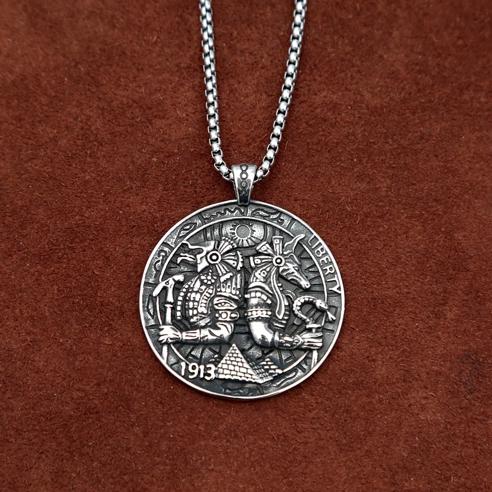 Ожерелье с кулоном в готическом стиле из египетского фараона и Анубиса Мужская