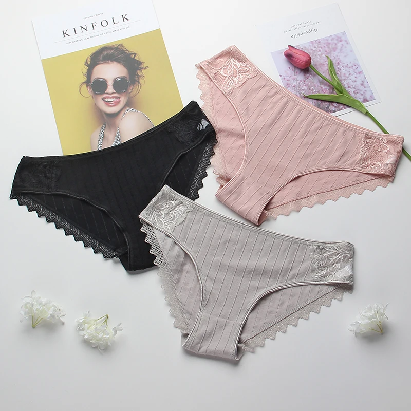 Женские хлопковые трусики бесшовные кружевные нижнее белье женское дышащие с