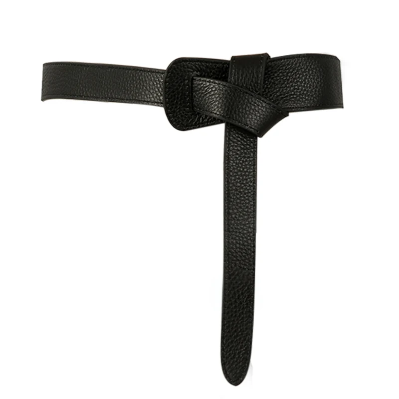 

Genuine Leather Knot Belts Women High Quality First Layer Cowskin Waistbands Long Soft DIY Knotted Cummerbunds Coat Girl Gifts