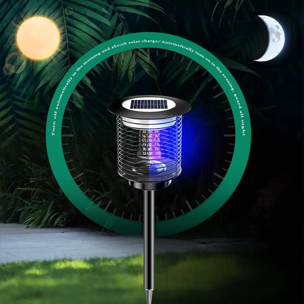 

Stainless Steel Solar Charging Mosquito Lamp Outdoor Waterproof Rechargeable Solar Mosquito Killer Light for Courntyard Garden