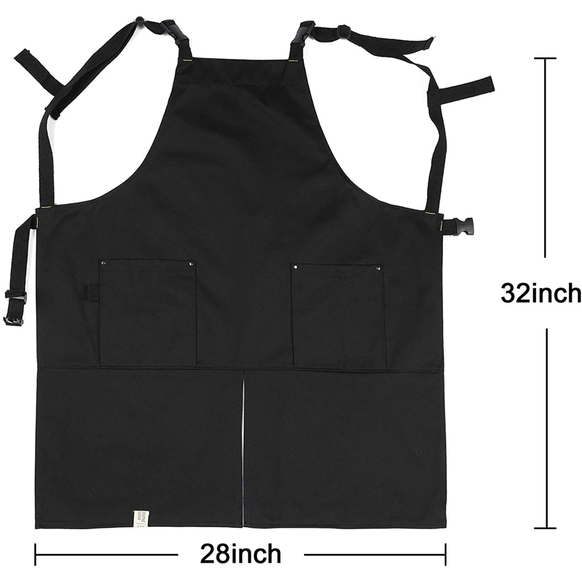 

100% Cotton Adjustable Waterproof Cooking Apron Soft Chef Baking BBQ Kitchen Grilling Artist Painting Aprons for Women and Men