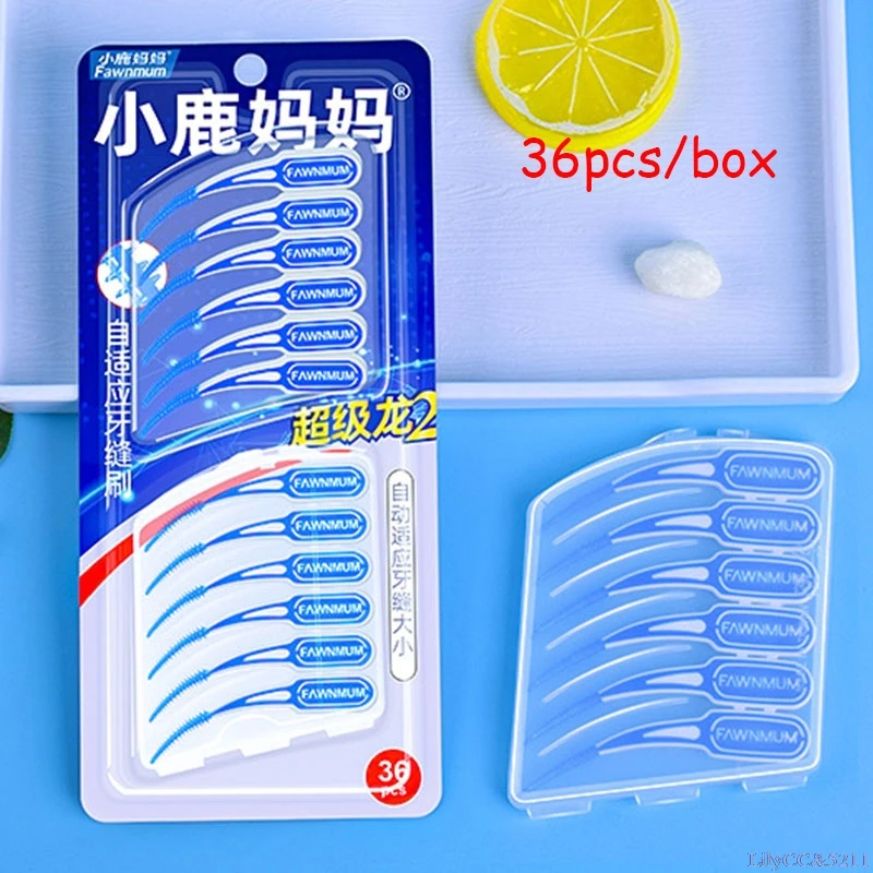 

36 шт./компл. силиконовая межзубная щетка, сверхмягкая межзубная нить для чистки зубов