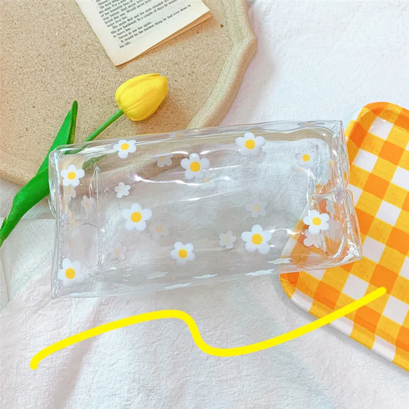 Прозрачная ПВХ сумка для карандашей большой емкости кавайная хранения кошелек