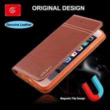Luxury Genuine Leather Caes For iPhone se 11 12 Pro X XS Max XR 7 8 Plus Phone Shockproof Protect Magnetic Back Flip Cover Cases