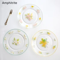 nordic daisy transparent glass plate cake vintage salad dessert coffee plate nice breakfast party wedding plates home decoration