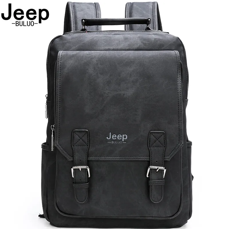 

Мужской кожаный рюкзак JEEP BULUO, с отделением для ноутбука 15,6 дюйма, в военном камуфляжном стиле, для путешествий