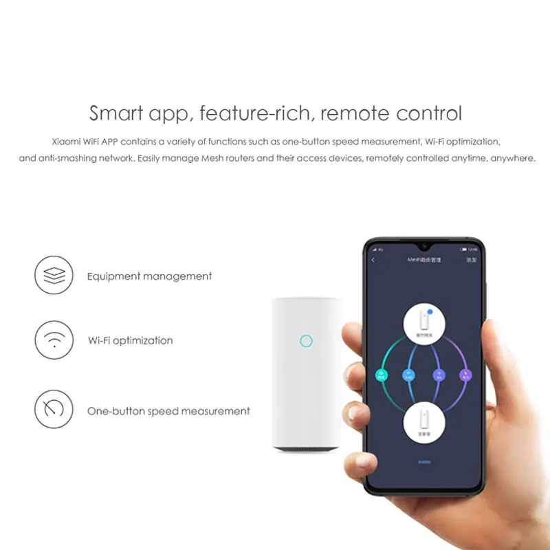 Xiaomi Mi Router Mesh WiFi 2.4 + 5GHz WiFi Router High Speed 4 Core CPU 256MB Gigabit Power 4 Signal Amplifiers for Smart Home
