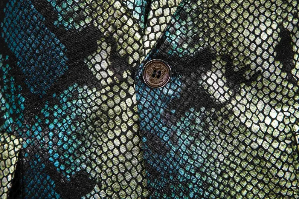 Мужской Жаккардовый блейзер с зеленым павлином и принтом облегающий пиджак на