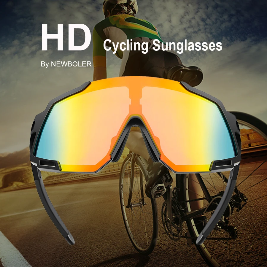 NEWBOLER Polarized 5 Lens Cycling Sunglasses UV400 Mountain Road Bike Eyewear Outdoor Sport Cycling Glasses Bicycle Goggles