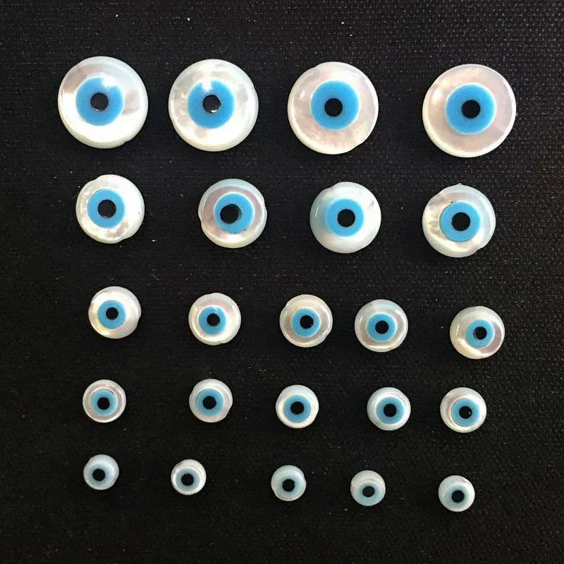 10Pcs/Lot 5/6/8/10/15MM Evil Eye Natural Of Pearl Sea Shell Beads Stone Beads Accessories For DIY Charm Jewelry Making Findings