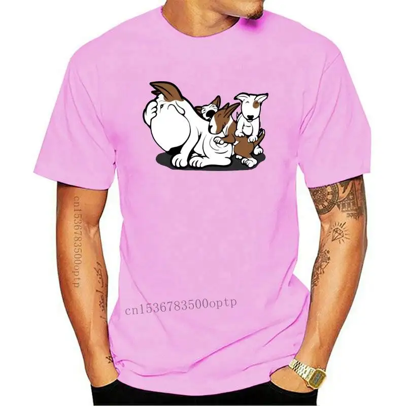 

New Bull Terrier Puppies Dog Men T Shirt Hipster Streetwear 4XL 5XL 6XL Cotton Short Sleeve Men's Clothes