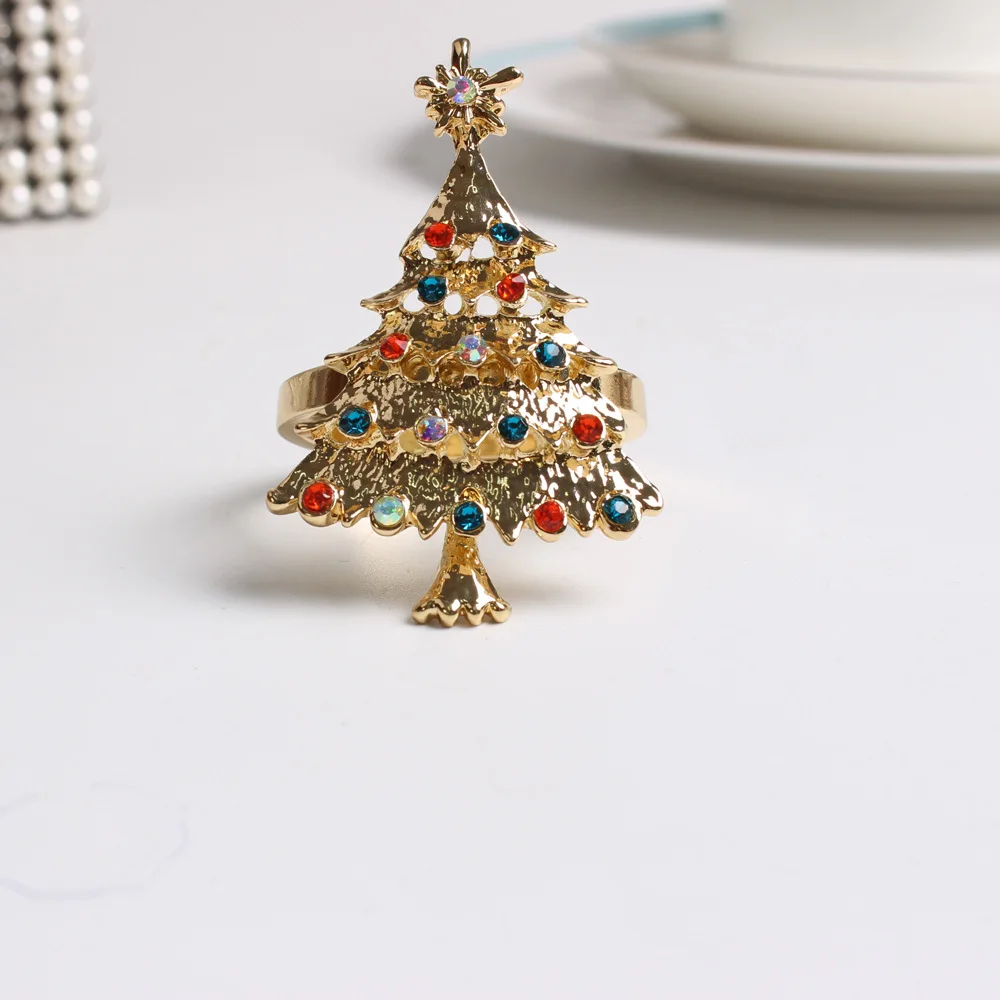 Кольцо для салфеток в виде рождественской елки венок с цветами 10 шт.|Кольца