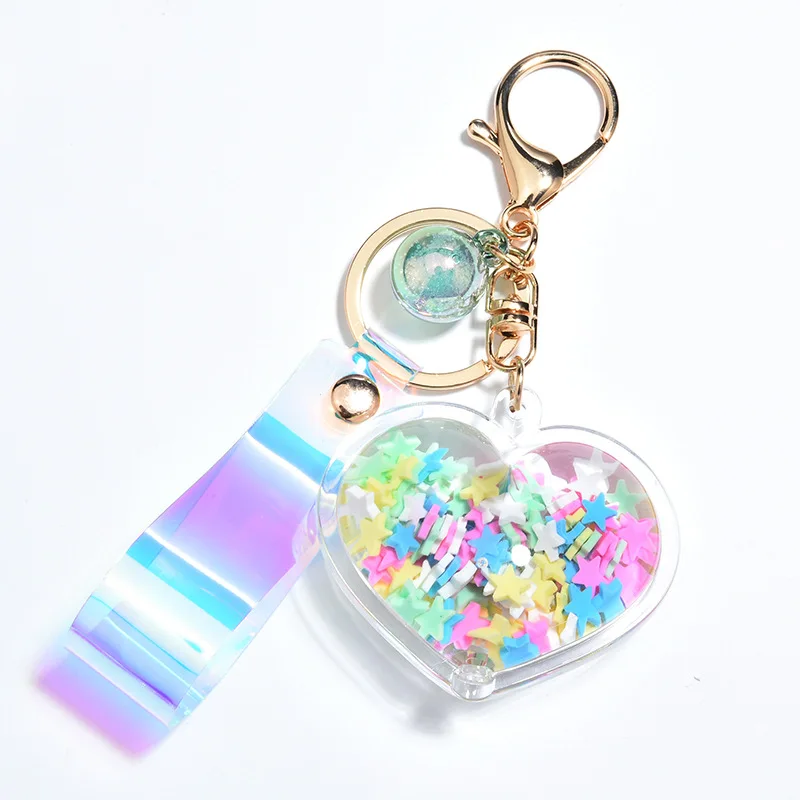Креативные брелки в виде сердца жидкого сыпучего песка женский милый брелок