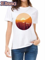 forest mountain horizon print tshirt woman summer 2021 t shirt cartoon tee harajuku 90s tshirt ullzang female streetwear tops