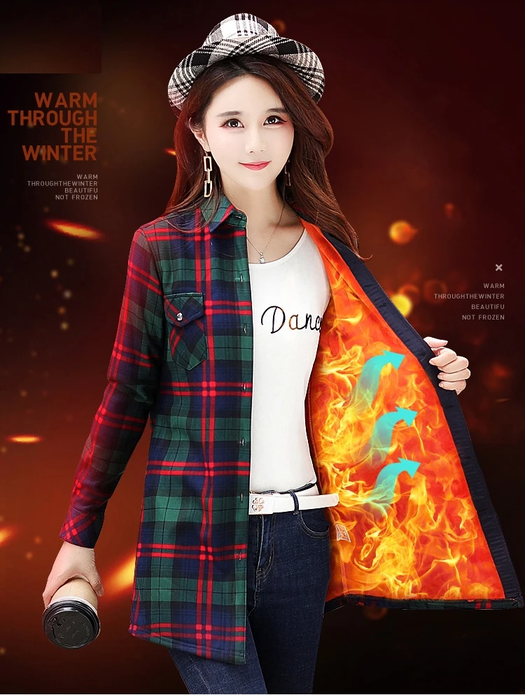 Теплая XXL флисовая Зимняя Блузка рубашка утолщенная модная клетчатая винтажная