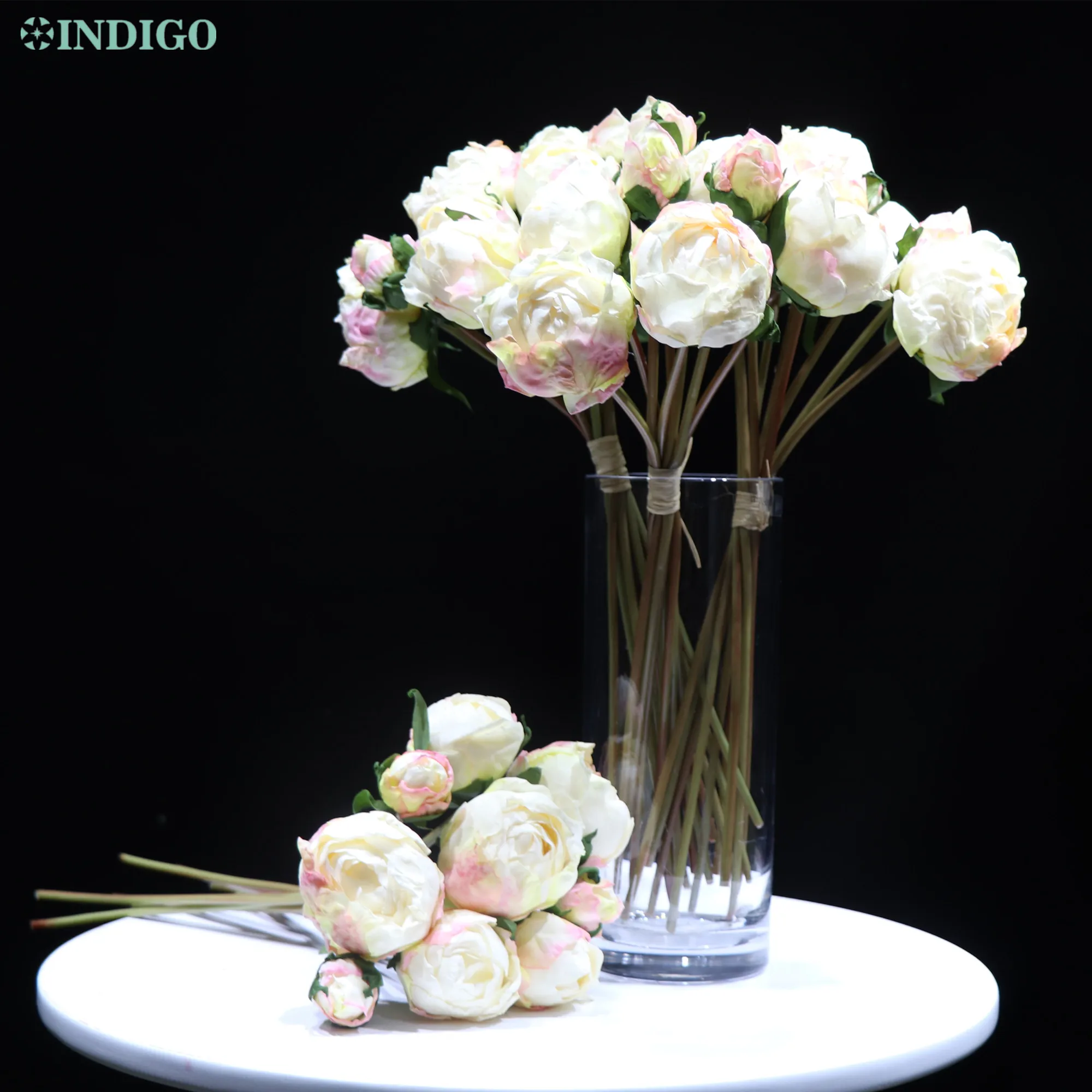 

9 Pcs/Bunch Peony Bouquet Champagne Rose Artificial Flower Wedding Party Event Home Table Decoration Gift - INDIGO