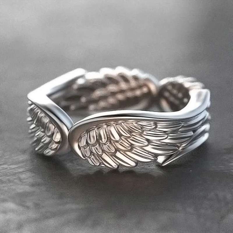 Huitan New Trendy Women Wing Rings Creative Feathers Stylish Girl Accessories for Party Nice Gift Daily Wearable Fashion Jewelry