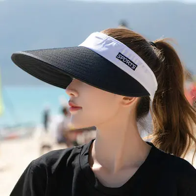 

eaves embroidered large letter Trend empty top hat Korean version of summer sunscreen hat outdoor cycling beach sun hat