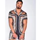 Мужская Гавайская пляжная рубашка, Повседневная летняя гавайская рубашка в национальном стиле с коротким рукавом для отпуска, 2021